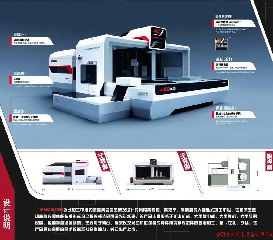 上圖為WHCQ1600臥式加工中心，榮獲德國(guó)紅點(diǎn)獎(jiǎng)。